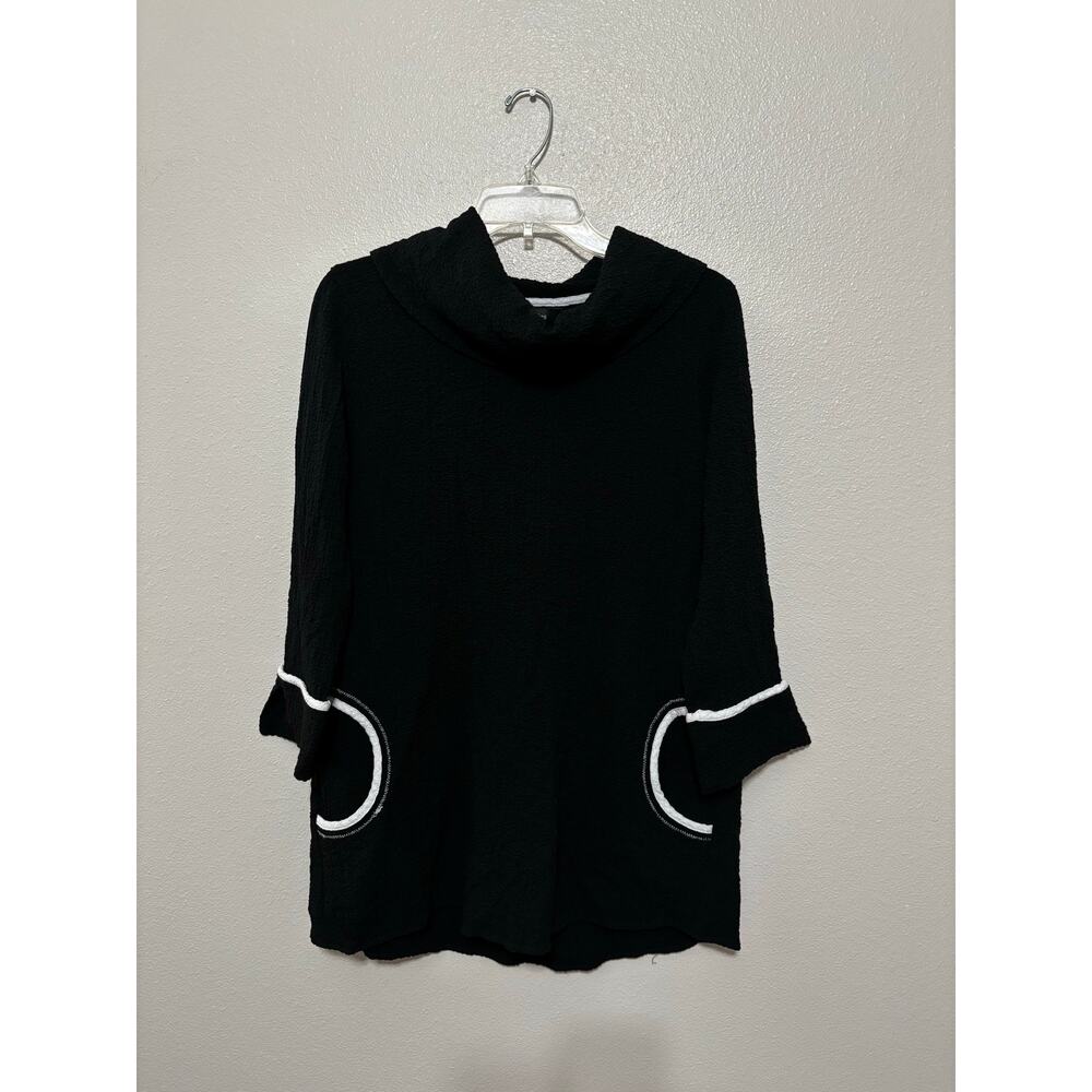 ALI MILES Black and White 3/4 Length Sleeve Top Size S